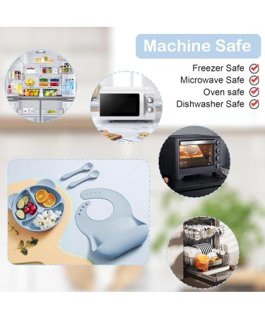 Bizcasa 9-Piece Silicone Baby Dish Set | Non-Slip Suction Cup Childrens Dishes | BPA-Free Toddler Plates & Cutlery (Blue) - Buy Online on GoSupps.com