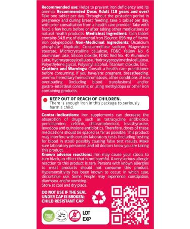 Hemeboost Forte 34.8 mg (696 mg Heme Iron Pills) High Potency Iron Supplement for Women & Men High Absorption & Gentle on Stomach Safe for Use in Pregnancy 30 Tablets - Buy Online on GoSupps.com