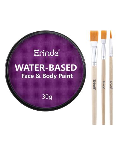 Erinde Purple Face Body Paint Professional Water Based Face Painting Kit for Kids & Adults Non Toxic Water Activated Single Cake Face & Body Paint Makeup Supplies for Halloween Cosplay SFX 30g