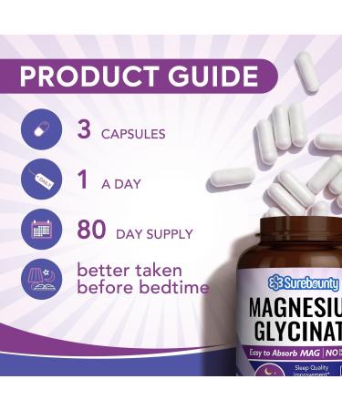 Magnesium Glycinate Supplement for Sleep, 2130 mg Chelated Magnesio Glycinate (240 mg Elemental Magnesio), Small Capsules for Kids & Adults, Easy to Swallow 240 Capsules - Buy Online on GoSupps.com