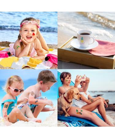 60-Piece Summer Temporary Tattoos for Kids - Pool Party Favors, Hawaiian Luau Beach Theme with Watermelon, Strawberry, Pineapple, and Flamingo Designs - Tropical Temporary Tattoo Stickers for Birthday and Pool Parties - Buy Online on GoSupps.com