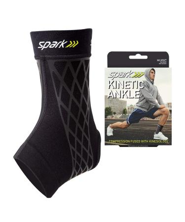Spark Kinetic Sleeve Ankle Small Non-Slip Compression Support Sleeve with Embedded Kinesiology Tape for Improved Muscle & Joint Support Comfortable Breathable & Moisture Wicking