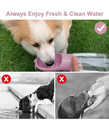 Buy Myowell 350ml Portable Dog Drinking Bottle - Leak-Proof & Includes 100g Food Cup - Perfect for Small & Large Dogs - Pink - Buy Online on GoSupps.com