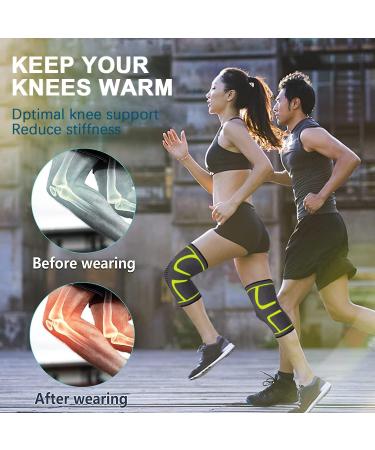 BESKEY Knee Support (Pair) Anti Slip Knee Brace Elastic Breathable Knee Compression Sleeve Help Joint Pain Relief for Arthritic Sufferer and Recovery from Injuries Fit for Sports (L Green) Large Green - Buy Online on GoSupps.com