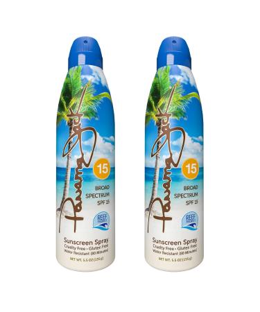 Panama Jack Continuous Spray Sunscreen - SPF 15 Broad Spectrum UVA/UVB Protection PABA Paraben Gluten & Cruelty Free Water Resistant (80 Minutes) 5.5 OZ (Pack of 2) 5.5 Fl Oz (Pack of 2)