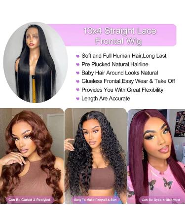 ALLMAY Straight Lace Front Human Hair Wig 22 Inch - 13X4 Lace Frontal, Pre-Plucked, 150% Density, Brazilian Virgin Hair for Black Women - Natural Color, Glueless - Buy Online on GoSupps.com