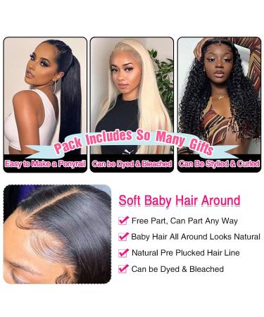 Muokass 4x4 HD Lace Closure Wig 18 inch - 180% Density Straight Brazilian Virgin Hair - Natural Color, Pre Plucked, Glueless, Elastic Bands - for Black Women - Buy Online on GoSupps.com