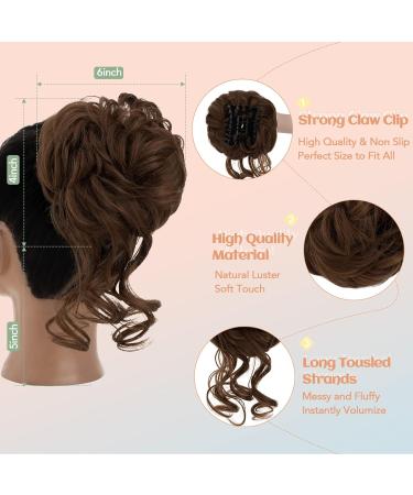 S-Noilite Messy Bun Hair Piece Claw Clip Updo Chignon Curly Wavy Scrunchies Synthetic Ponytail - Light Brown 12 - Buy Online on GoSupps.com