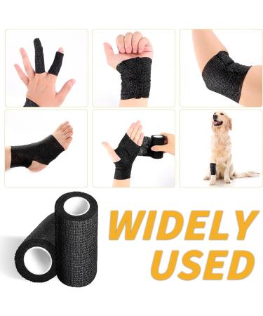 54 Pack Black Self Adhesive Bandage Wrap - 4 Inch x 5 Yards Cohesive Vet Wrap for Athletes & Pets | Breathable Elastic Self-Adherent Tape - Buy Online on GoSupps.com