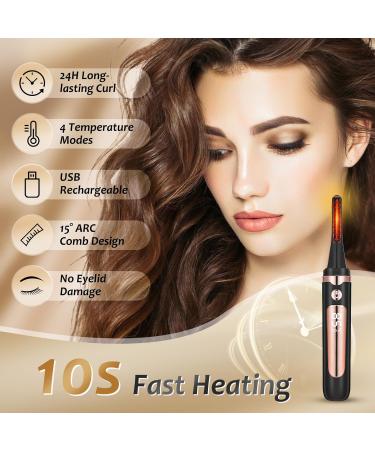 Heated Eyelash Curler - Electric Eye Lash Curler with Comb LED Display 4 Temperature Modes 24-Hour Long Lasting USB Rechargeable - Shop Now - Buy Online on GoSupps.com