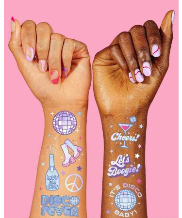 Disco Birthday Party Temporary Tattoos - 48 Iridescent Foil Pcs | Dancing Queen 70s Groovy Party Decor - Buy Online on GoSupps.com
