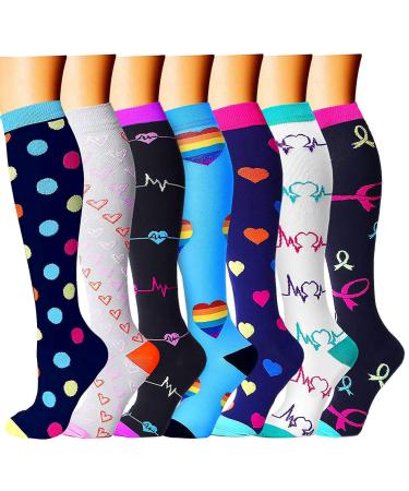 Compression Socks for Men & Women 7 Pairs Circulation 15-20 mmHg-Best support for Athletic Nurse Medical Running S-M Multicolor-1