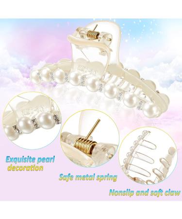 6-Piece Champagne Pearl Hair Claw Clips Set - Retro Non-Slip Barrettes for Women and Girls - Buy Online on GoSupps.com