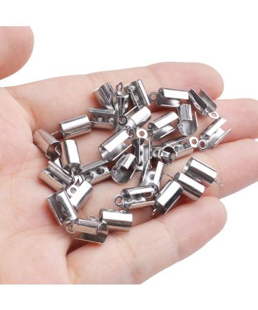 Stainless Steel Fold Crimp Ends Terminators - 100Pcs for Necklace, Tassel, Leather Jewelry - 5MM - Buy Online on GoSupps.com