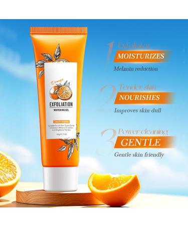 Orange Exfoliating Gel Vitamin C Peeling Gel for Face & Body Gentle Face Scrub Deep Cleansing & Moisturizing Exfoliator Smooths Skin Pore Minimizing for All Skin Types (2PCS) - Buy Online on GoSupps.com