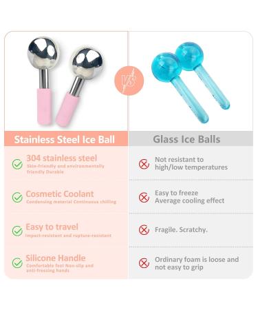 Unbreakable Stainless Steel Ice Globes for Face - Best Facials for Puffiness & Wrinkles | Pink Ice Balls for Skin Care Neck & Eyes - Buy Online on GoSupps.com