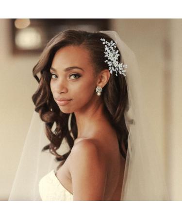 Wedding Hair Accessories Fanvoes Hair Pieces Comb for Brides Bridal - Silver Vintage Headpiece Jewelry Decorations w/Rhinestone Crystal Ivory Pearl for Mother of Bride Bridesmaid Women Flower Girls - Buy Online on GoSupps.com