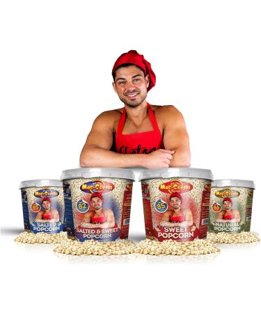 The Popcorn Chef's Movie Mega Bucket 500g Salted & Sweet Mixed Popcorn Includes 12 Tubs and Scoop Mac-Corns Traditionally Popped Popcorn - Buy Online on GoSupps.com