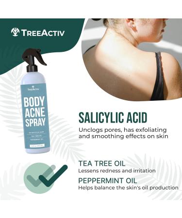 TreeActiv Body & Back Acne Treatment - 2% Salicylic Acid Spray for Cystic Acne Relief | Effective Bacne Spray for Teens & Adults (8 fl oz - Buy Online on GoSupps.com