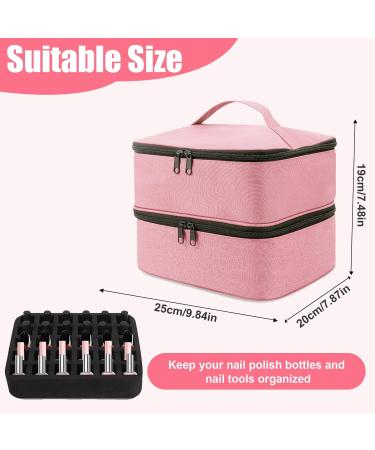 Movstriker Nail Polish Organiser Bag Double Layer Nail Varnish Storage Holds 30 Bottles and A Nail Lamp Traveling Nail Polish Storage Case Portable Nail Lipstick Beauty Tools Box(Pink) - Buy Online on GoSupps.com