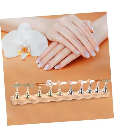 Ipetboom 1 Set Nail Art Base Metal Display Stand Nail Holder for Painting Nails Nail Racks for Nail Art Fake Nail Holder False Nail Stand Fake Nails Nail Tools for Nail Art Log Easel Wooden - Buy Online on GoSupps.com