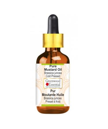 Greenwood essential natural mustard oil (Brassica juncea) with glass droppers Natural pure therapeutic quality cold -pressed 10ml (0.33 oz) pure mustard oil 1 piece (1 Pack)