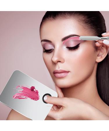 Wllhyf Stainless Steel Cosmetic Makeup Palette | Professional Mixing Plate with Spatula for Foundation & Nail Art | 15x10cm Makeup Artist Tools - Buy Online on GoSupps.com