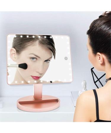 Extra Large LED Lighted Makeup Mirror with 10X Magnification, Touch Screen Dimmable, 360 Rotation - Rose Gold - Buy Online on GoSupps.com