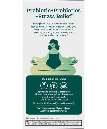 Benefiber Dual Action Biotic Plus Stress Relief, 18 Count Stick Packs - Buy Online on GoSupps.com
