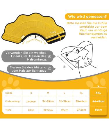 Bonthe Halskrause XXL Yellow: Breathable Soft Protective Dog Collar | Post-Op Recovery Adjustable Design Leak Protection & Wound Licking Prevention - Buy Online on GoSupps.com