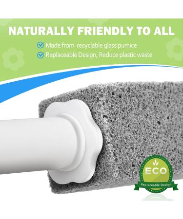 Maryton Pumice Stone for Toilet Cleaning - Extra Long Handle Replaceable Design 1 Handle & 3 Refills - Effortlessly Remove Hard Water Stains - Buy Online on GoSupps.com