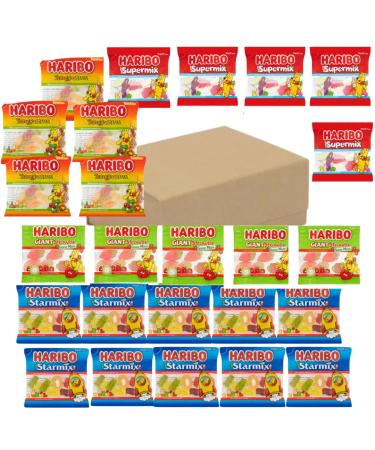 Haribo Sweets Hamper For Kids - Amamitrade Thank you Sticker Made For Haribo Supermix Starmix Strawbs & Tangtastics - 35 pieces - Summer Sweets