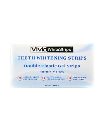 Vivid Mint-Flavored 14-Day Treatment Teeth Whitening Strips Up to 10 Shades Whiter Removes Tough Teeth Stains 28 Strips