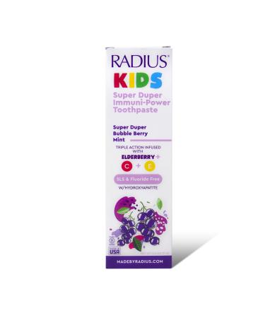 Radius Kids Super Duper Immunity Power Toothpaste 2.5 Oz - Super Duper Bubble Berry Mint - Pack of 1 Super Duper Bubble Berry Mint 2.5 Ounce (Pack of 1)