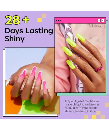Modelones Poly Nail Gel Set - 6 Colors Forever Young Collection - Turquoise, Purple, Blue, Neon Yellow, Hot Pink - Poly Extension Gel Nail Enhancement Builder for Spring and Summer - French Manicure DIY Home Beauty Gift - Buy Online on GoSupps.com