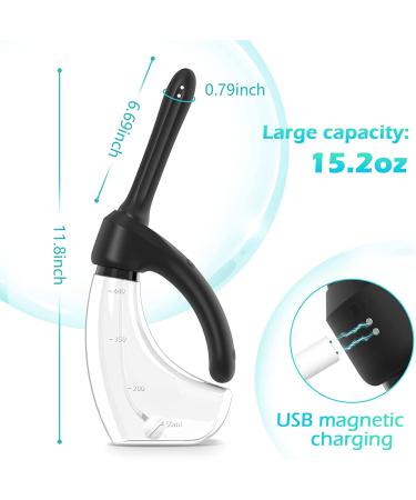 SENSIVO Electric Enema Bulb with 5 Nozzles | 3 Spray Speeds | Adjustable Colon Cleansing Kit | Silicone Douche for Men and Women - Black - Buy Online on GoSupps.com