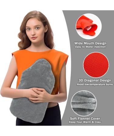 Rubber Hot Water Bottle with Cover - 3L Pain Relief Bag for Menstrual Cramps & Hot/Cold Compress (Grey - Buy Online on GoSupps.com