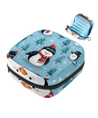 Women bands storage bag menstrual cup pocket girl travel big capacity make-up women bandage organizer Christmas snowman pattern color 7 1 count (pack of 1)