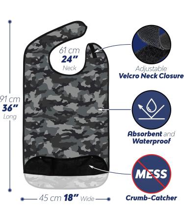Classic BIB Designs - Washable Clothing Protection for Adults | Unisex Gray Camouflage - Buy Online on GoSupps.com
