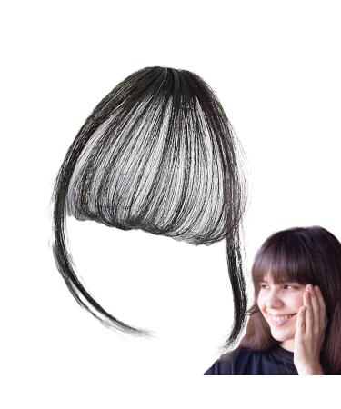 Clip In Bang Hair Extensions Bangs Fake Bang Hairpieces Natural Easy To Use Soft Hair Extensions Bangs For Women And Girls Natural black - with sideburns
