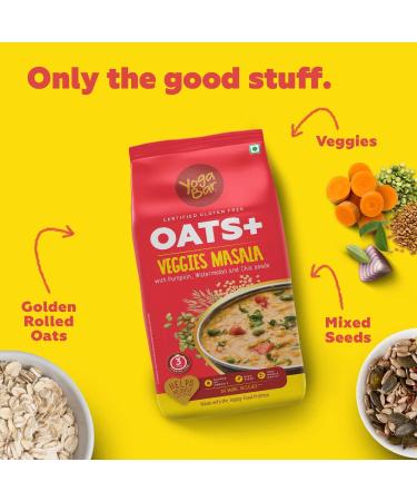 Yogabar Veggie Masala Oats 1Kg | Gluten-Free, Non-GMO Diet Food | With Pumpkin, Watermelon, and Chia Seeds | Helps Reduce Cholesterol | Ideal for Weight Loss - Buy Online on GoSupps.com