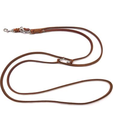 Premium Double Linen Dog Leash for Small & Large Dogs - Adjustable 3.50m x 8mm in Cognac - International Shipping Available - Buy Online on GoSupps.com