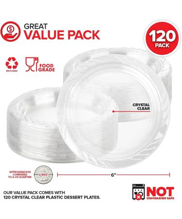 Stock Your Home 6-Inch Clear Plastic Dessert Plates (120 Pack) - Disposable Small Plates for Parties & Catering - Flexible & Crystal Clear Appetizer Plates - Buy Online on GoSupps.com