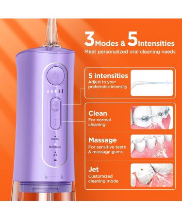 Bitvae Water Dental Flossers for Teeth Cordless Flosser with 3 Modes & 5 Intensities Water Teeth Cleaner Picksfor Teeth Cleaning IPX7 Waterproof & Rechargeable Portable for Travel Purple - Buy Online on GoSupps.com