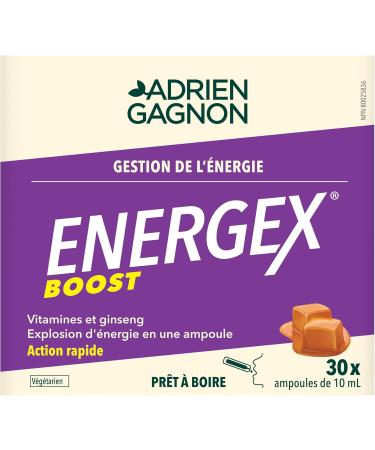 Adrien Gagnon - Energex Boost Liquid - Fast-Acting Natural Energy Burst Vitamins Adptogenic Plants & Natural Caffeine Caramel Flavor -30 Shots - Buy Online on GoSupps.com