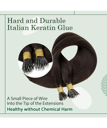 RUNATURE Dark Brown Nano Human Hair Extensions 18 Inch - Remy Nano Tip 50g #2 - Buy Online on GoSupps.com