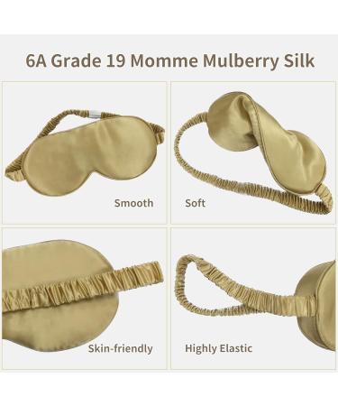 Silk Sleep Mask for Women/Men/Girls 19 Momme 100% Mulberry Silk Blackout Blindfold (Champagne Gold) - Buy Online on GoSupps.com