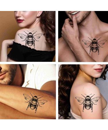Dopetattoo Large Bee Temporary Tattoo Sheets for Men and Women - Neck, Arm, Hand, Leg, 6 Pack - Buy Online on GoSupps.com
