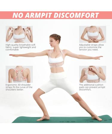 Back Support Posture Corrector Adjustable Upper Back Brace Relieves Shoulder Pain Under Clothes L-XL Pink - Buy Online on GoSupps.com