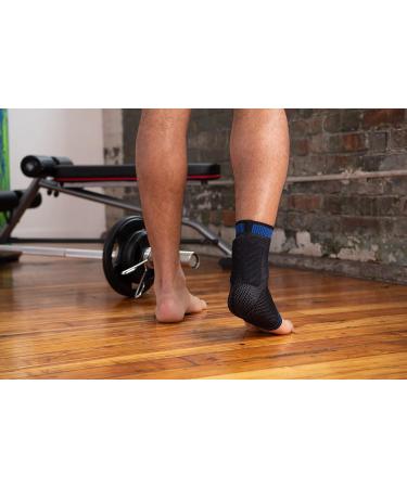 Large Black/Blue Achilles Sleeve with Dual Gel Compression Strips - Support and Protection - Buy Online on GoSupps.com